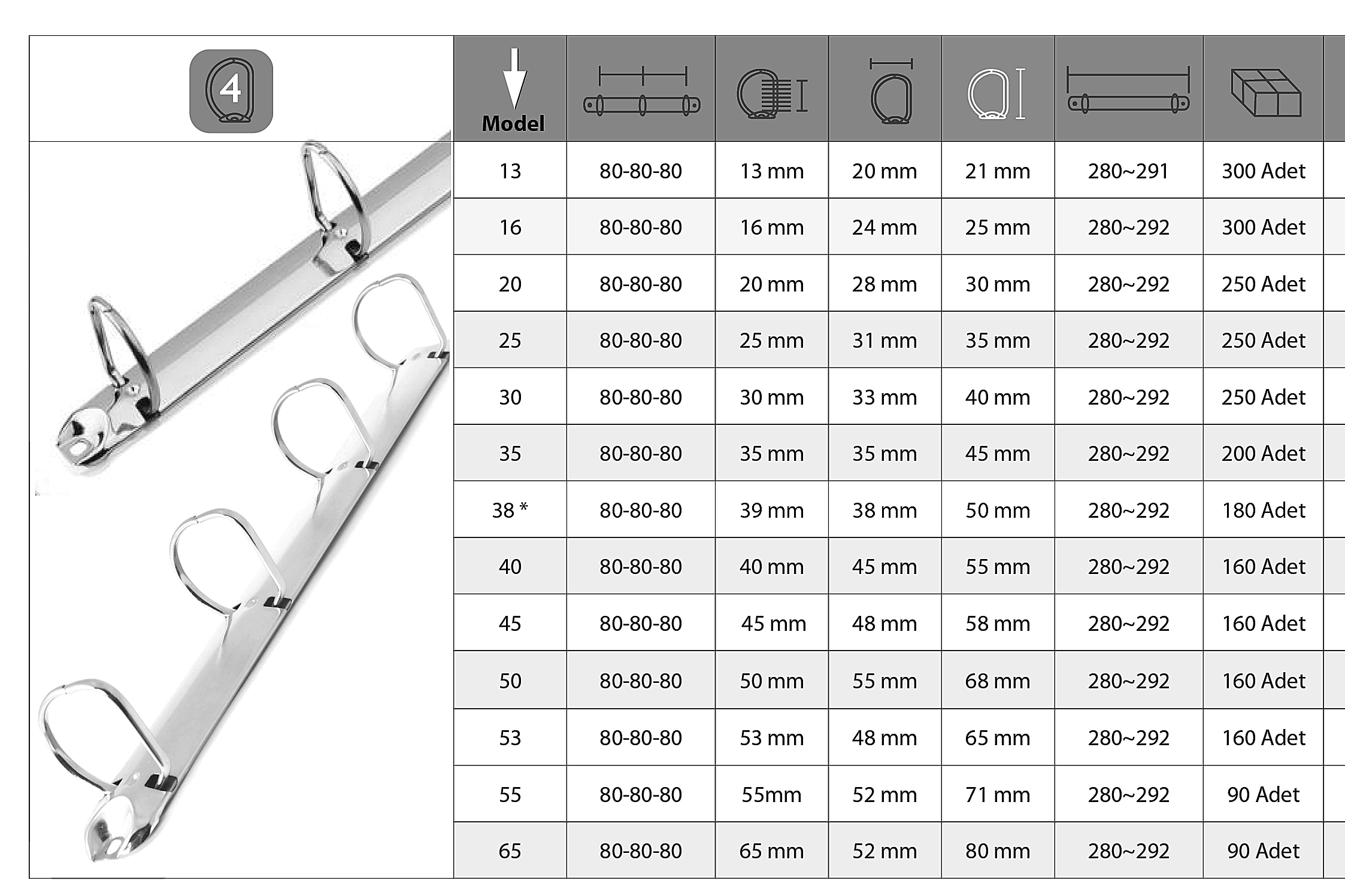 M-38 D 292 mm 4 Halka Klasör Mekanizmasi