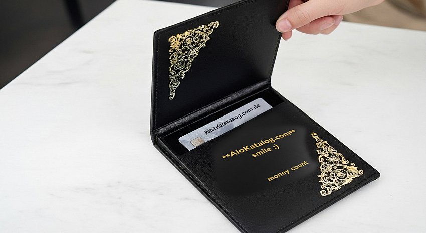 Yaldız Baskılı Deri Hesap Sümen Taba