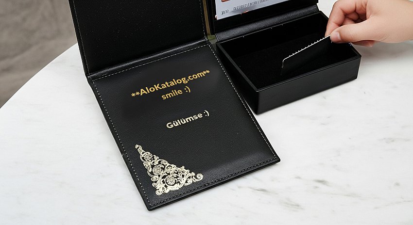 Yaldız Baskılı Deri Hesap Sümen Taba