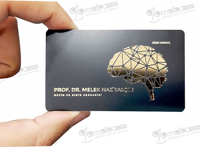 Siyah Mat Pvc Altın Varak Yaldızlı Kartvizit