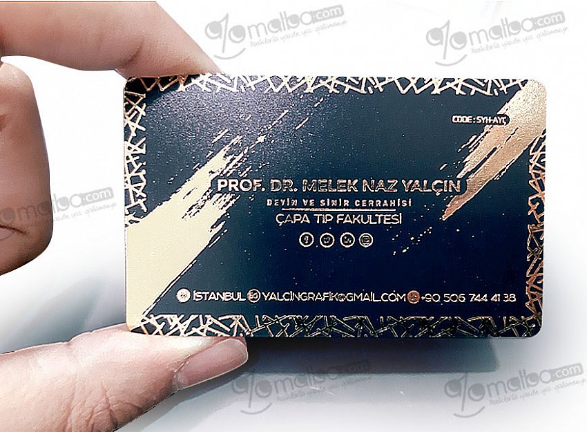 Siyah Mat Pvc Altın Varak Yaldızlı Kartvizit